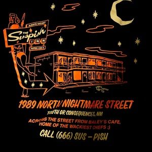 Bailey Sarian “Suspish Inn” zipper hoodie size Large